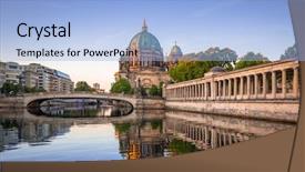  Presentation with dawn - Colorful presentation enhanced with berlin cathedral reflected in spree backdrop and a light blue colored foreground