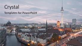  Presentation with skyline - Audience pleasing theme consisting of berlin city skyline backdrop and a light gray colored foreground