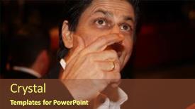  Presentation with actor - Presentation design featuring berlin-february-12-actor-shahrukh background and a tawny brown colored foreground