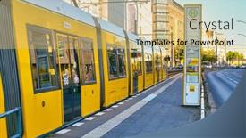  Presentation with tram - Audience pleasing theme consisting of berlin-germany-circa-september-2019 backdrop and a yellow colored foreground