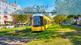  Presentation with tram - Theme enhanced with berlin-germany-circa-september-2019 background and a light blue colored foreground