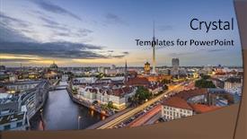  Presentation with dusk - Colorful slides enhanced with berlin germany city skyline backdrop and a light blue colored foreground