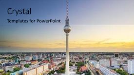  Presentation with skyline - Beautiful PPT theme featuring berlin germany city skyline backdrop and a teal colored foreground
