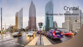  Presentation with skyline - Audience pleasing theme consisting of berlin germany city skyline backdrop and a light blue colored foreground