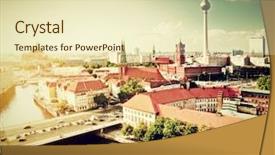  Presentation with vintage retro - PPT theme enhanced with berlin germany rooftop view background and a soft green colored foreground