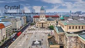  Presentation with oriental pudong skyline lujiazui - Presentation having berlin germany skyline over gendarmenmarkt background and a teal colored foreground