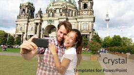  Presentation with travel - Beautiful slide deck featuring berlin germany travel couple selfie backdrop and a coral colored foreground