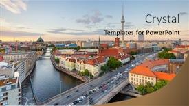  Presentation with dusk - Presentation consisting of berlin-germany-viewed-from-above background and a light blue colored foreground