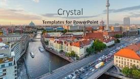  Presentation with dusk - Beautiful presentation design featuring berlin-germany-viewed-from-above backdrop and a light blue colored foreground