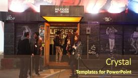  Presentation with tradeshow - Presentation theme featuring hindu temple shri swaminarayan mandir background and a light blue colored foreground