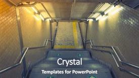  Presentation with sub station - Presentation enhanced with berlin wall - staircase in subway station filtered background and a ocean colored foreground