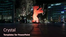  Presentation with festival - Audience pleasing presentation design consisting of berlinale-bear-figure-attends backdrop and a  colored foreground