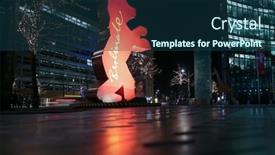  Presentation with festival - PPT theme consisting of berlinale-bear-figure-attends background and a  colored foreground
