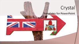  Presentation with bermuda triangle - Slide set enhanced with bermuda flag wooden sign isolated background and a light gray colored foreground