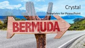  Presentation with bermuda triangle - Presentation design with bermuda wooden sign with road background and a light blue colored foreground
