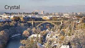  Presentation with snow storm city parks - Colorful presentation enhanced with bern city covered with fresh backdrop and a light blue colored foreground