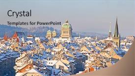  Presentation with snow storm city parks - Slide set consisting of bern city covered with fresh background and a light blue colored foreground