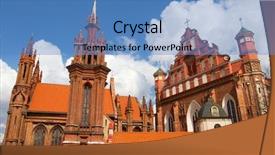  Presentation with history church - PPT theme with bernardinu church in vilnius lithuania background and a teal colored foreground