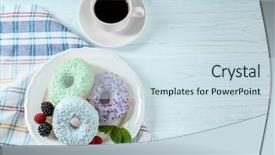  Presentation with coffee donuts - Slides consisting of berries and cup of coffee background and a sky blue colored foreground