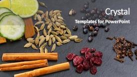  Presentation with cinnamon - Presentation featuring berries and dried cranberries gin background and a dark gray colored foreground