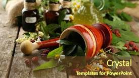  Presentation with dried herbs and dried flowers - Cool new theme with berries and flowers with mortar backdrop and a tawny brown colored foreground