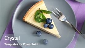  Presentation with cheesecake - Beautiful slide deck featuring berries and fork on violet backdrop and a gray colored foreground