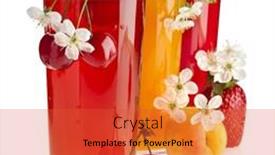  Presentation with juices - PPT layouts featuring berries and fruits juices isolated on white background and a red colored foreground