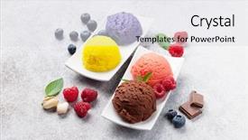  Presentation with ice cream sundae - Audience pleasing slide deck consisting of berries chocolate and sundae backdrop and a light gray colored foreground