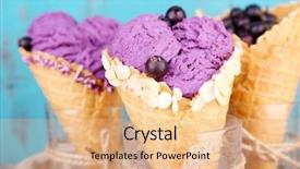  Presentation with ice cream cones - Beautiful PPT layouts featuring berries in waffle cones backdrop and a coral colored foreground