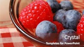  Presentation with white red employees - Cool new PPT theme with berries on red and white tablecloth backdrop and a tawny brown colored foreground
