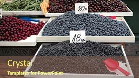  Presentation with food market - Presentation theme consisting of berries-on-the-food-market background and a  colored foreground