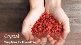  Presentation with hands holding - Colorful slide set enhanced with berries on wooden background heart backdrop and a  colored foreground