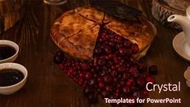  Presentation with berries - Presentation theme featuring berries-pie-with-fresh-berries background and a wine colored foreground