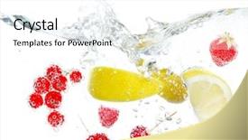  Presentation with fresh water - Slide deck with berries splashing in water background and a white colored foreground