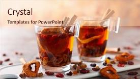  Presentation with traditional drink - PPT theme featuring berries traditional drink for christmas background and a lemonade colored foreground