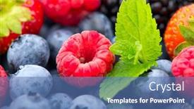  Presentation with healthy food - Presentation theme consisting of berries-various-colorful-berries-background background and a ocean colored foreground