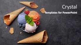  Presentation with ice cream sundae - Audience pleasing theme consisting of berry-and-vanilla-ice-cream backdrop and a dark gray colored foreground