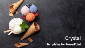  Presentation with ice cream sundae - PPT theme with berry-and-vanilla-ice-cream background and a dark gray colored foreground