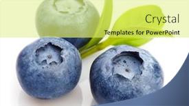  Presentation with white healthy food - Slide deck featuring berry-blueberry-with-leaf-mint background and a yellow colored foreground