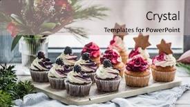  Presentation with cupcakes - Cool new PPT theme with berry cupcakes with stars backdrop and a soft green colored foreground