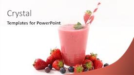  Presentation with smoothie - Amazing PPT theme having berry-fruit-juice-smoothie backdrop and a sky blue colored foreground