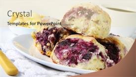  Presentation with tea cup - Theme consisting of berry-fruit-scones-with-butter background and a lemonade colored foreground