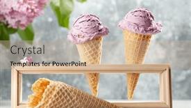  Presentation with ice cream sundae - PPT theme having berry-ice-cream-sundae background and a soft green colored foreground