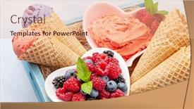  Presentation with ice cream cones - Beautiful slide set featuring berry-ice-cream-waffle-cones backdrop and a lemonade colored foreground