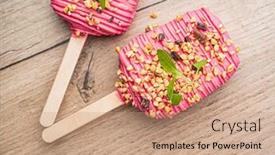  Presentation with chocolate ice cream - Presentation theme consisting of berry-ice-cream-with-chocolate background and a coral colored foreground