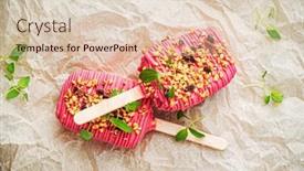  Presentation with chocolate ice cream - Slide set with berry-ice-cream-with-chocolate background and a  colored foreground