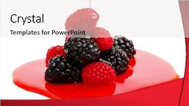  Presentation with syrup - PPT theme having berry mixed pile in syrup background and a sky blue colored foreground