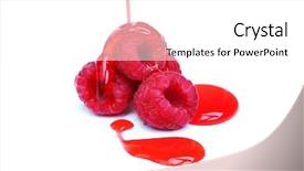  Presentation with fructose - PPT theme featuring berry pile in syrup background and a white colored foreground