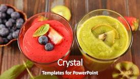 Presentation with smoothie - Slide set with berry smoothie and kiwi smoothie background and a tawny brown colored foreground