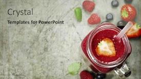  Presentation with rustic healthy - Slides featuring berry smoothie on rustic background - healthy eating detox or diet concept background and a light gray colored foreground